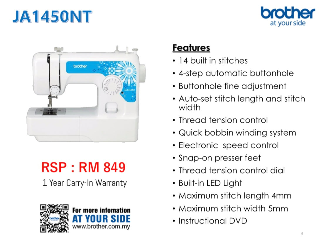 Mesin Jahit BROTHER JA1450NT Sewing Machine