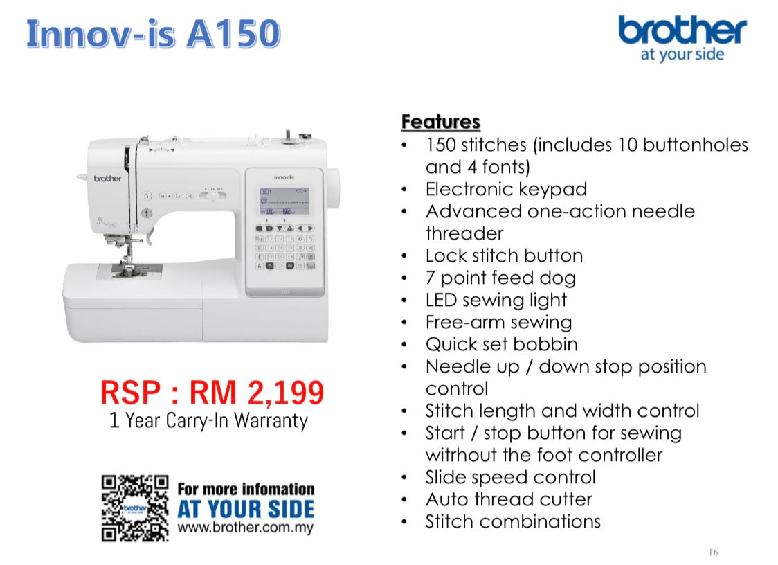 Mesin Jahit BROTHER A150 Computerised Sewing Machine